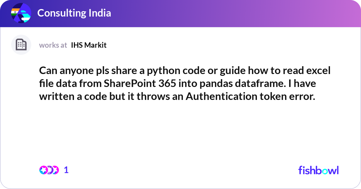Can anyone pls share a python code or guide how to... | Fishbowl