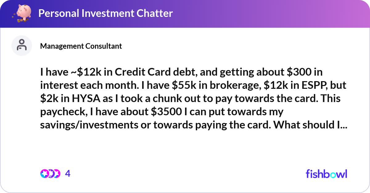 Cause I Have 30000 In Credit Card Debt Lyrics I have ~$12k in Credit Card debt, and getting abou... | Fishbowl