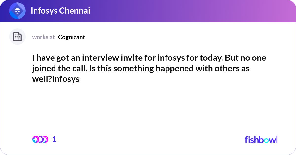 I have got an interview invite for infosys for tod... | Fishbowl