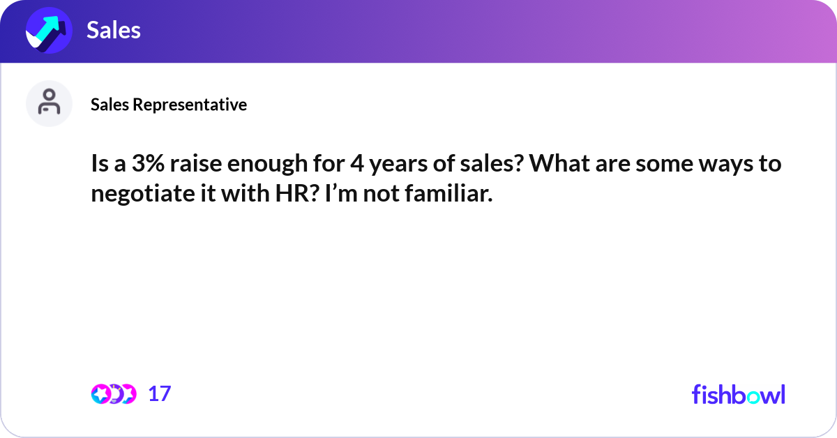 Is A 3 Raise Enough For 4 Years Of Sales What Ar Fishbowl