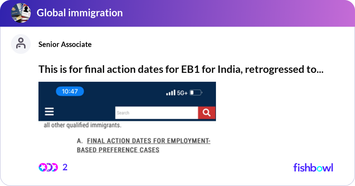 This is for final action dates for EB1 for India, | Fishbowl