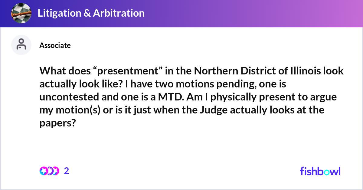notice of presentment northern district of illinois