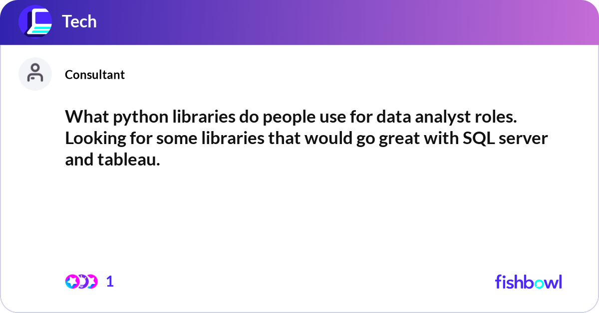 What python libraries do people use for data analy... | Fishbowl